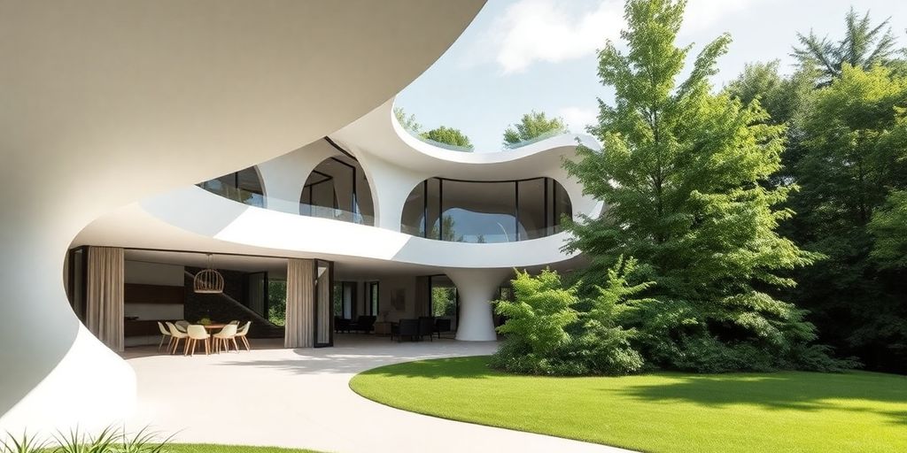 Modern Ontario home with curved lines and organic shapes.