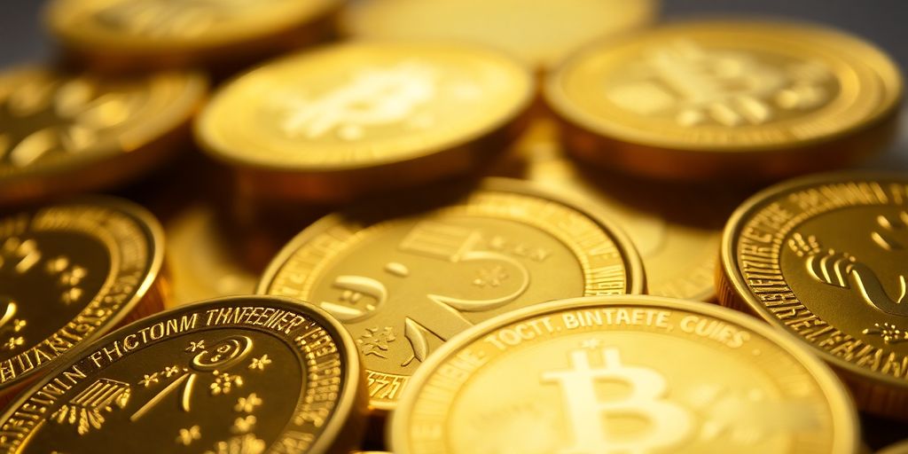 Des pièces d'or brillantes et détaillées.