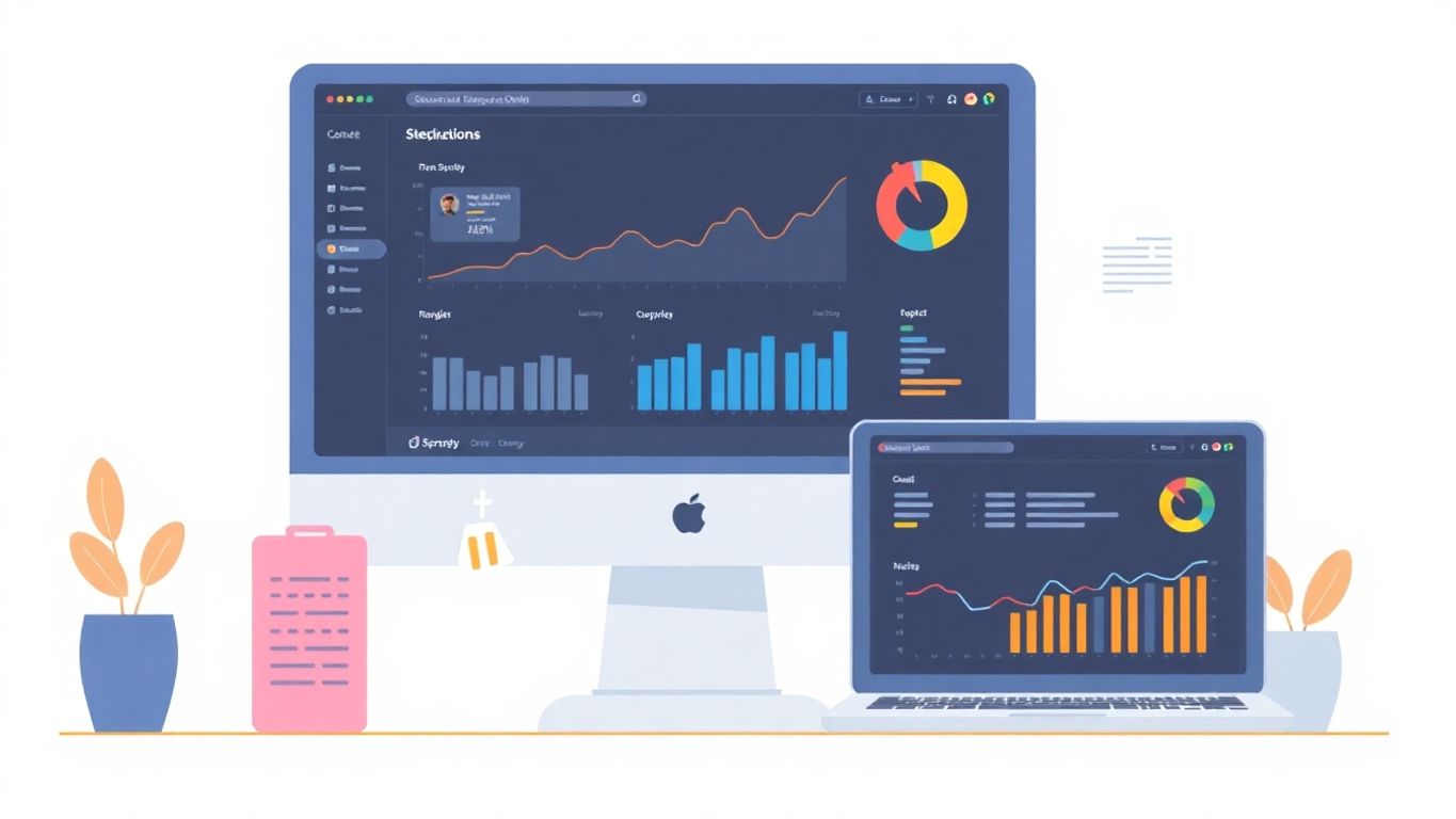 Illustrasjon av nettstedsovervåking og rapportering.
