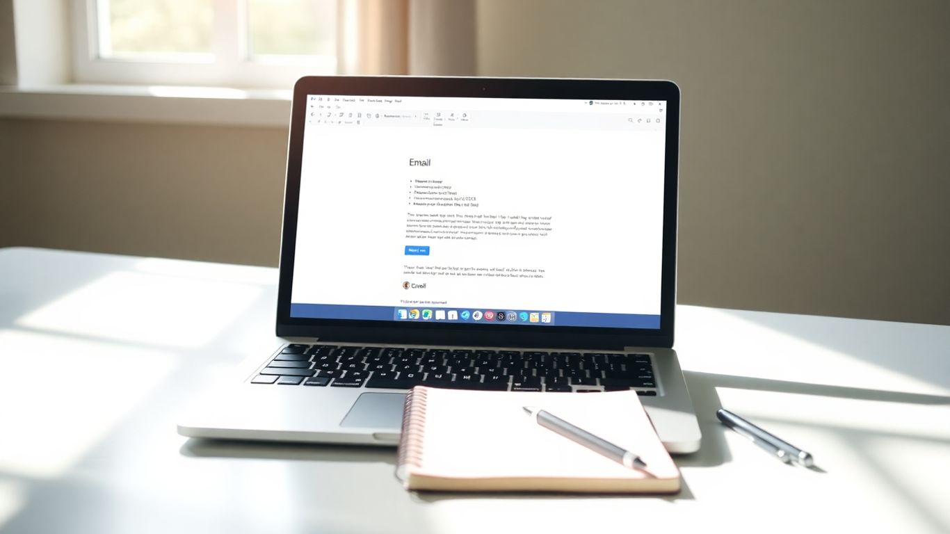 Laptop with email open on a desk