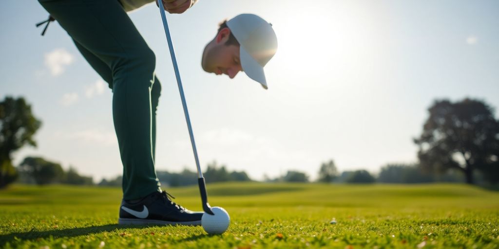 Golfer concentrating before a swing.