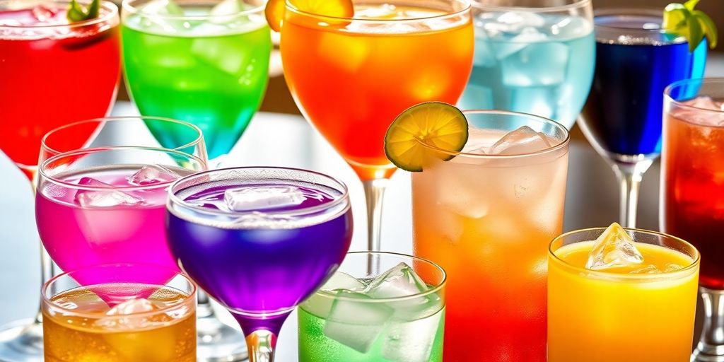 Stylish cocktails in elegant glassware.