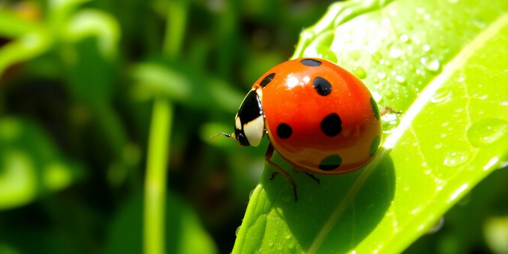 Marienkäfer auf Blatt im Garten
