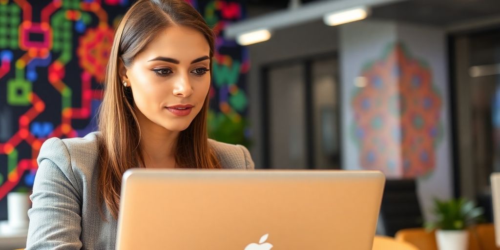 Person studying for Google AI certification in office.