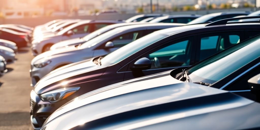 A fleet of rental cars.