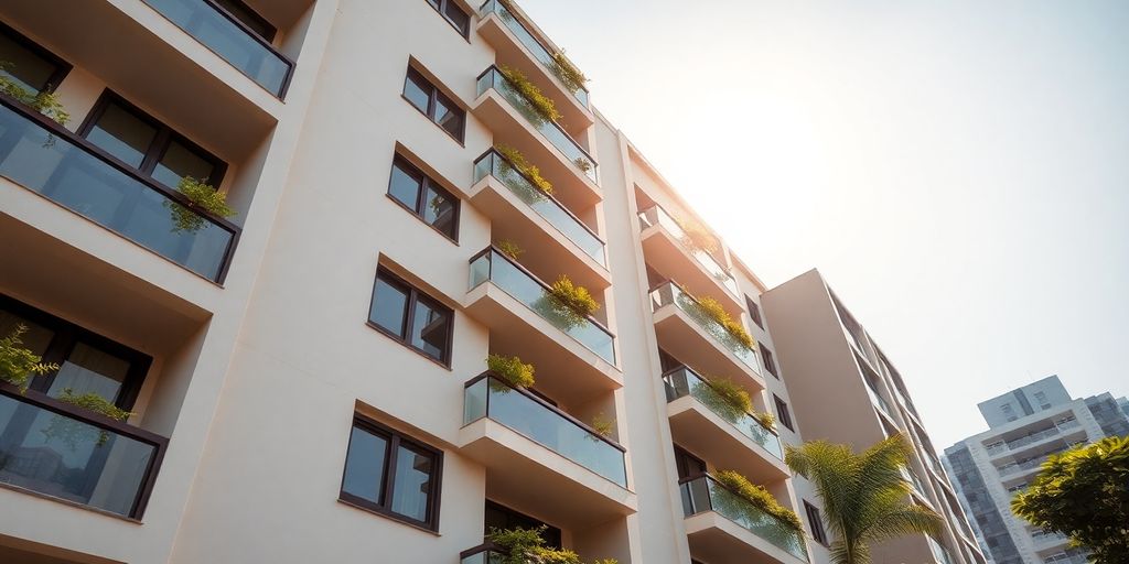 Modern apartment building exteriors, Ho Chi Minh City.