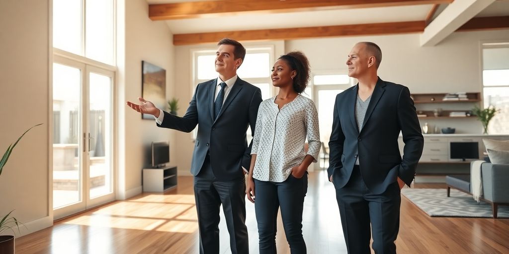 Broker and client discuss property.