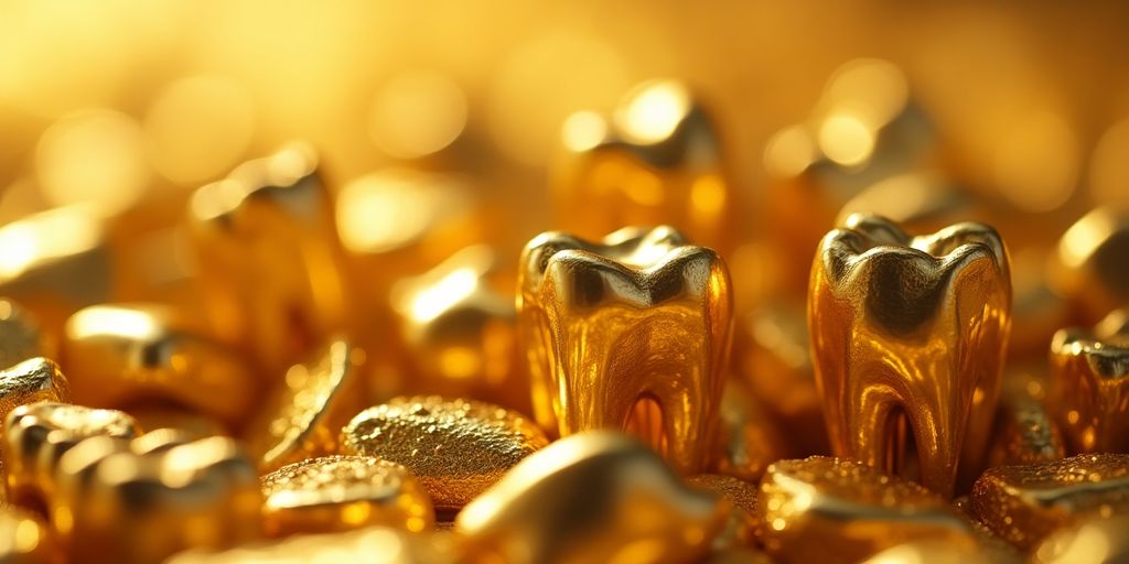 Péces d'or dentaire brillantes et détaillées.