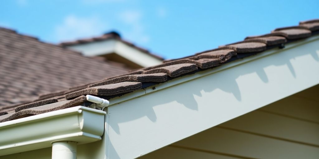 Close-up of a well-maintained roof against blue sky.