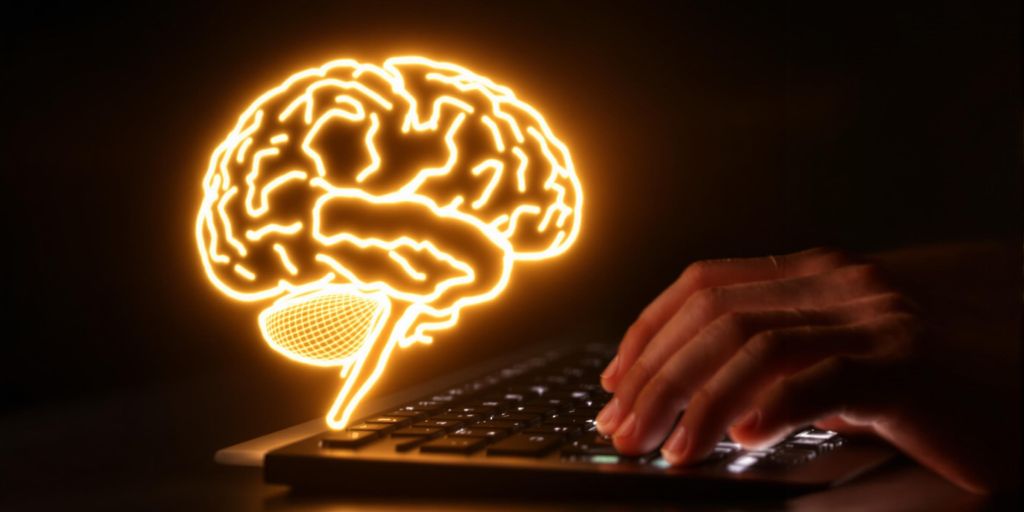 AI brain assisting a human programmer