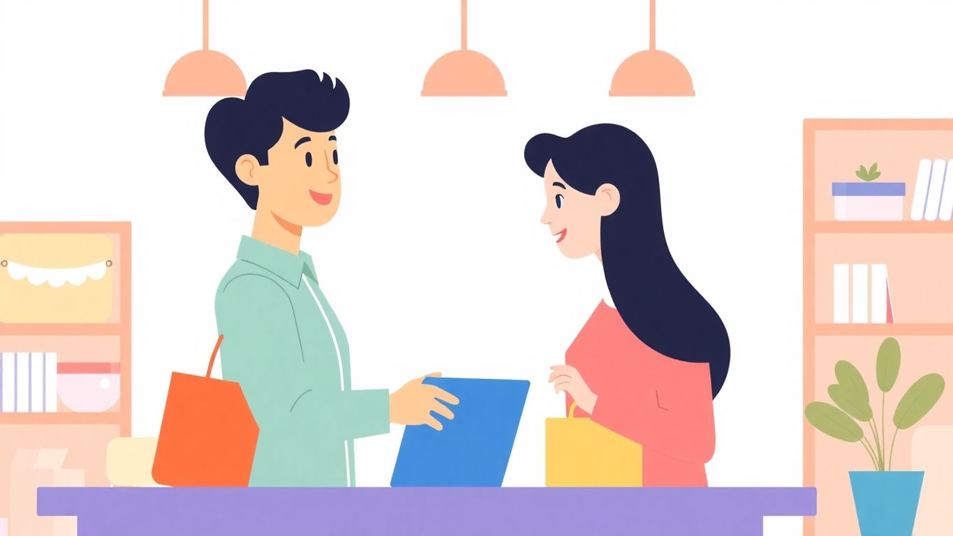 Illustrasjon av kundestøtte med myke farger.