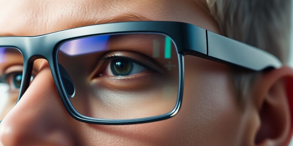 Person wearing AI smart glasses, seeing the world.