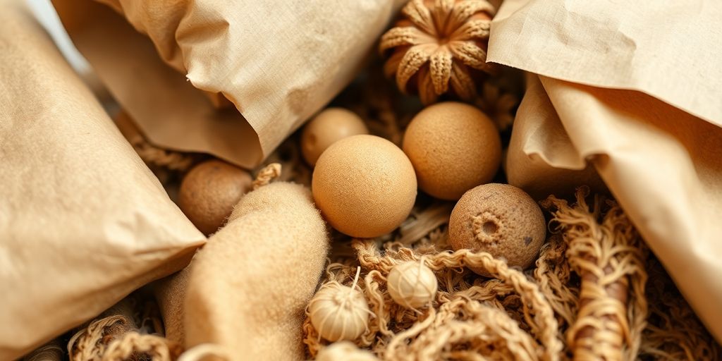 Biodegradable packaging made from plants.