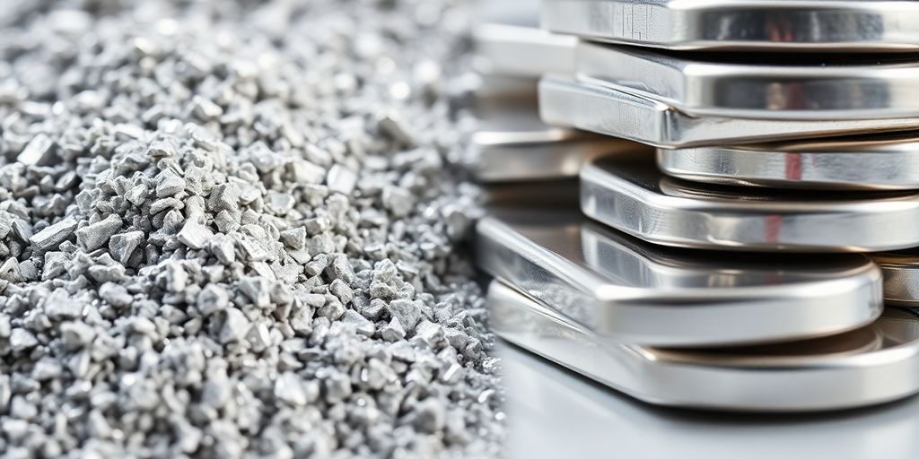 Métal argenté brillant et lingots d'argent