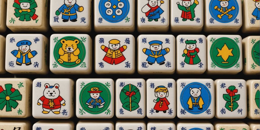 Mahjong tiles showing Bamboo, Characters, and Dots suits