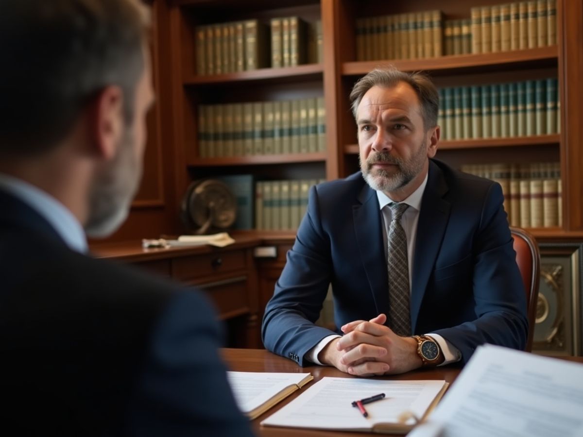 Client și avocat într-o discuție profesională.