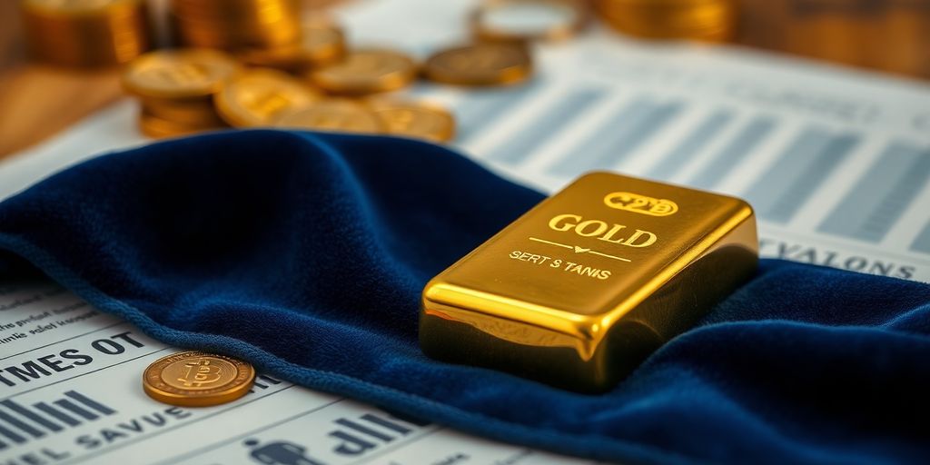 Barre d'or sur un tissu en velours riche.