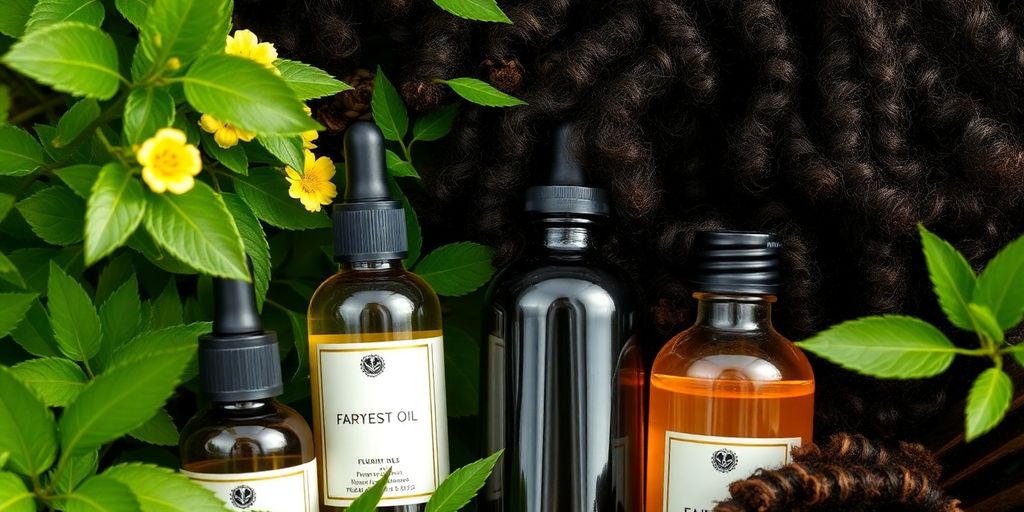 Natural oils for nourishing mixed hair textures.
