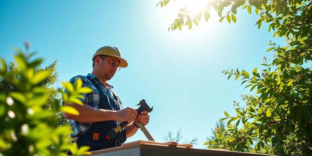 Contractor working on a sunny end-of-summer project.
