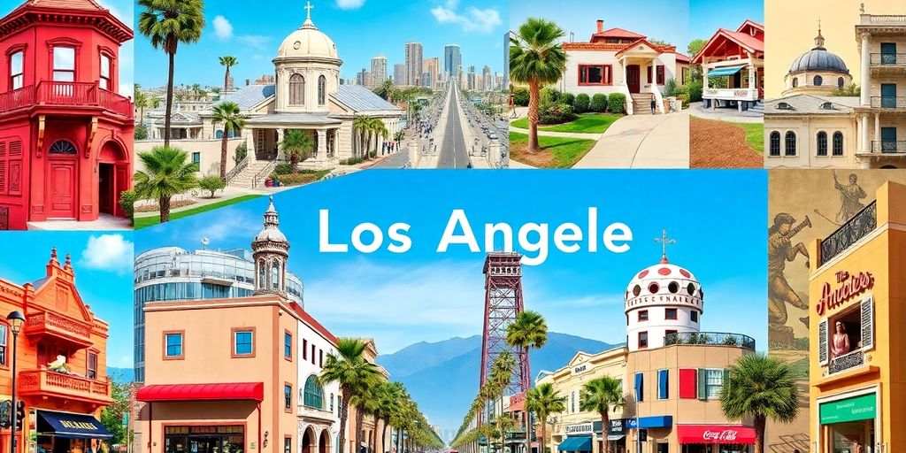 Collage of Los Angeles neighborhoods highlighting cultural diversity.