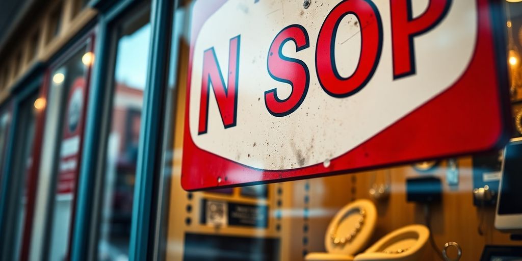Vitrine d'un magasin de prêt sur gage.