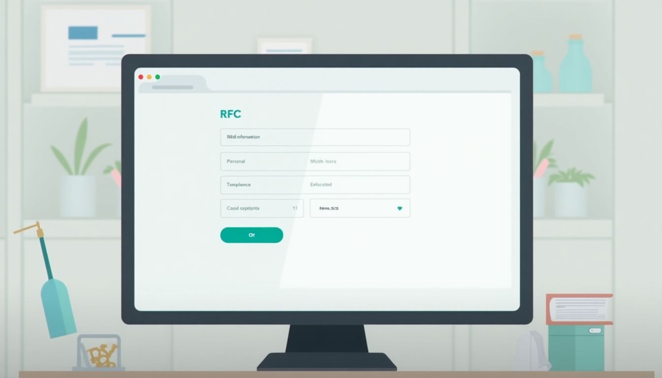 Computer screen with RFC registration form displayed.