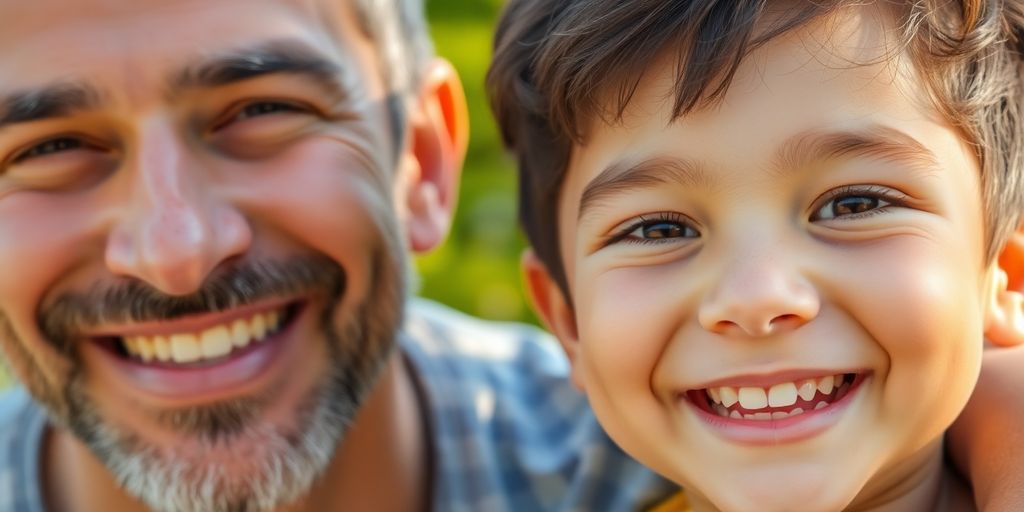 Père et enfant souriants