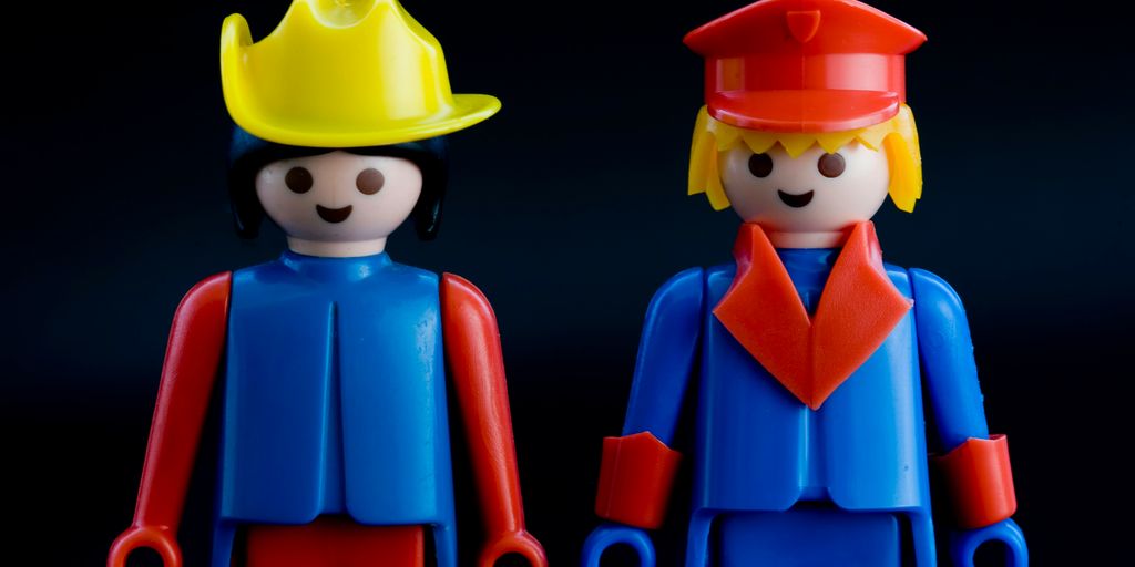 two blue Lego minifigures