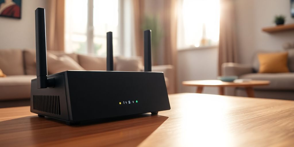 Roteador Wi-Fi em ambiente doméstico.