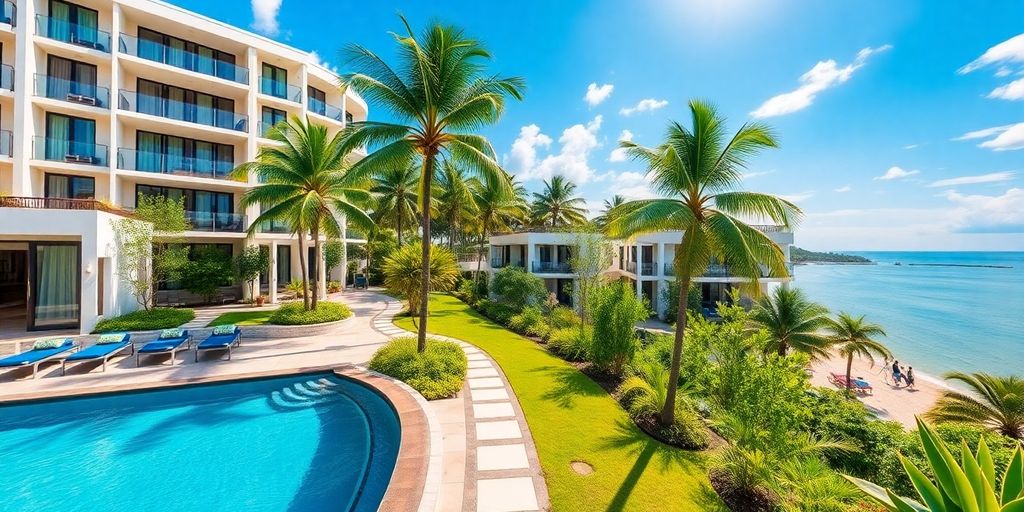 Luxurious Rawai condominium with tropical gardens and pool.