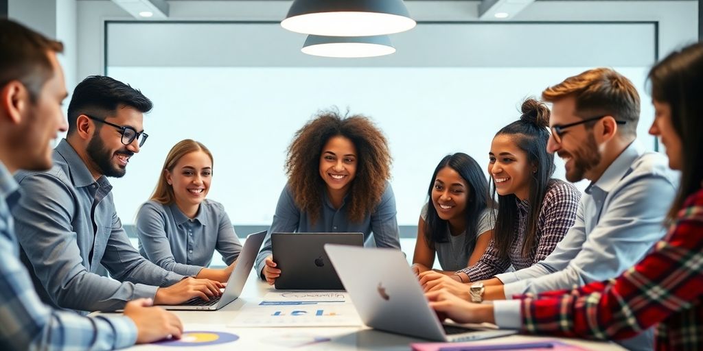 Team collaboration in a modern product-driven workspace.