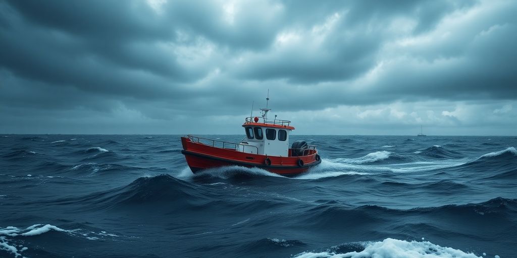 A small lifeboat navigating stormy digital seas.
