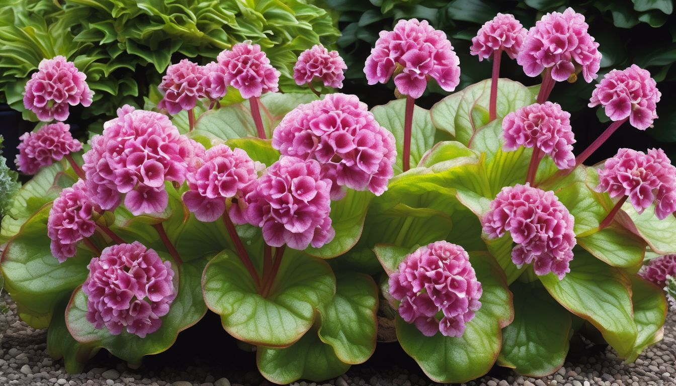 Bergenia plant in a UK garden