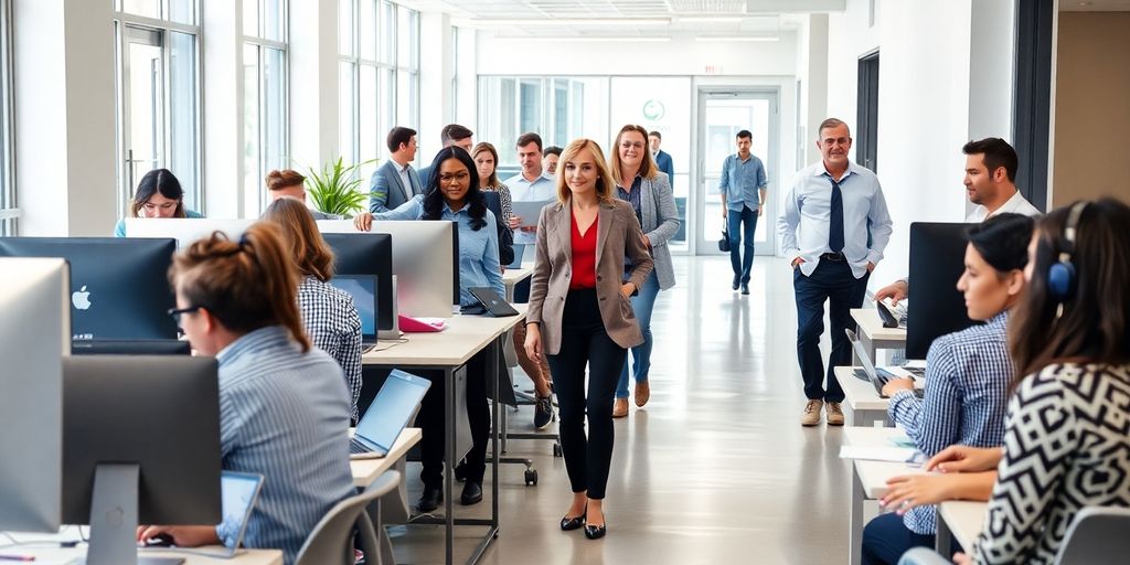 Diverse adults working in modern Norman, Oklahoma offices.