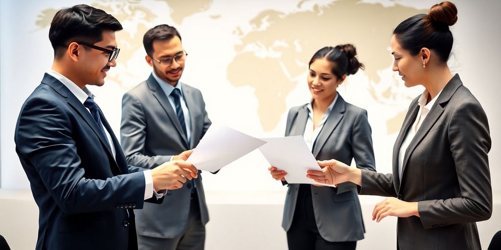 Unlocking Global Communication: The Importance of Notarized Translation Services 2 Diverse professionals collaborating on international business agreements.