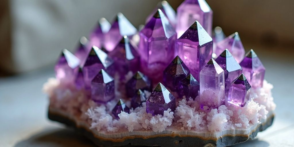 Cristallo di ametista grezzo in primo piano