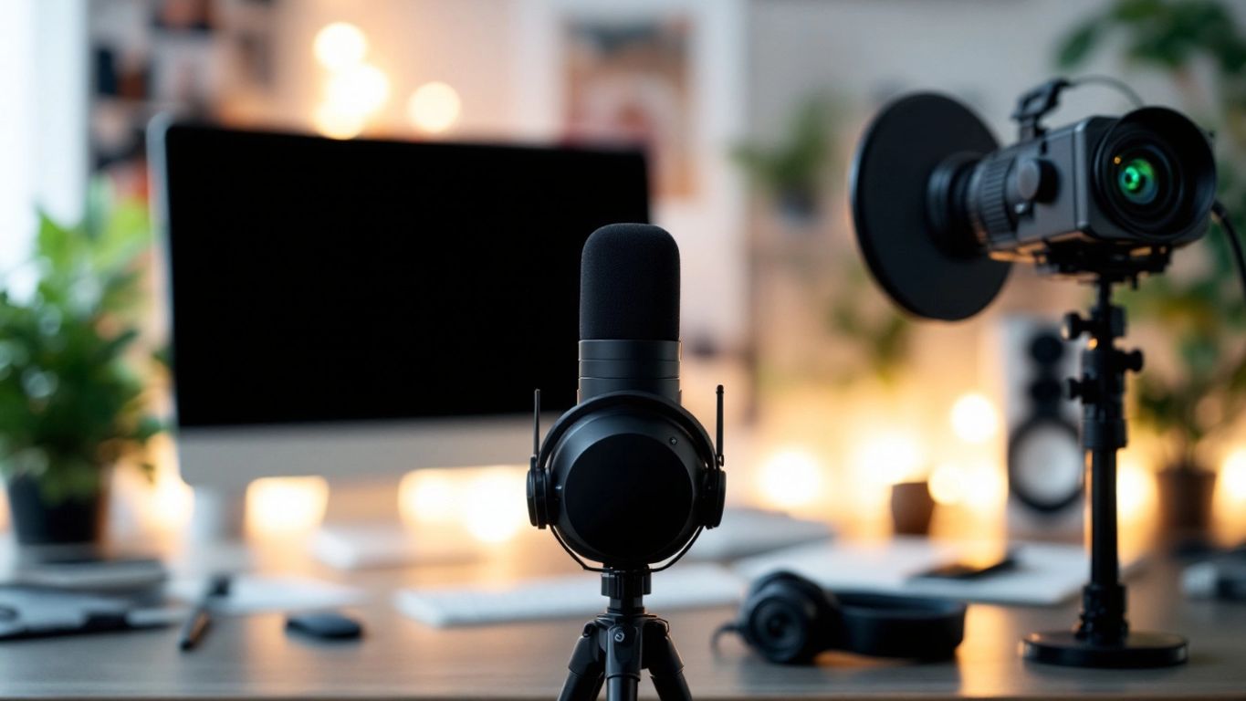 Computer setup for a faceless YouTube channel.