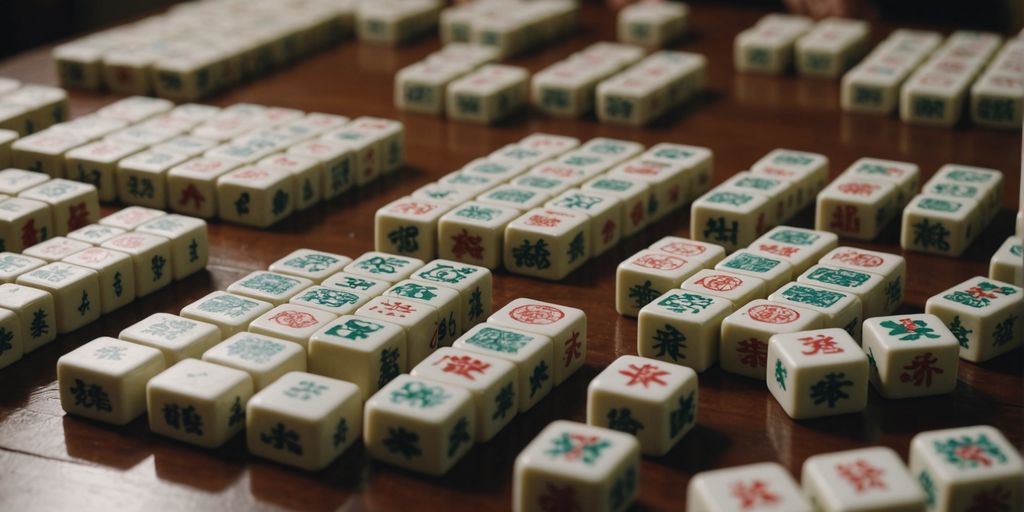 Chinese and American Mahjong sets displayed on a table