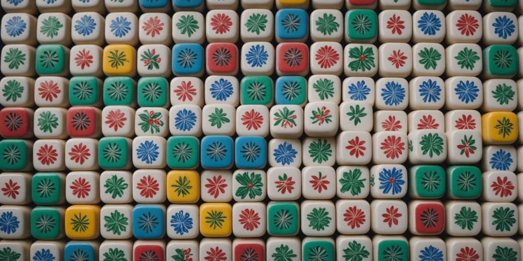 Mahjong season tiles neatly arranged in a colorful pattern.