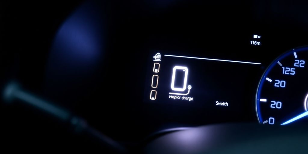 Niro EV dashboard with blinking charging light.