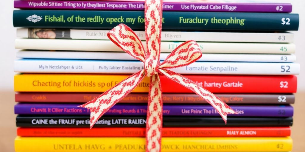 Books stacked, ribbon tied, ready for delivery.
