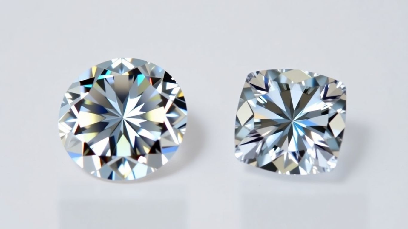 Moissanite and cubic zirconia gemstones side-by-side