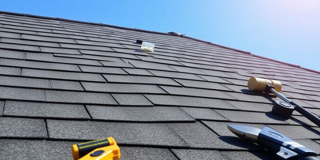 Well-maintained roof under a clear blue sky.