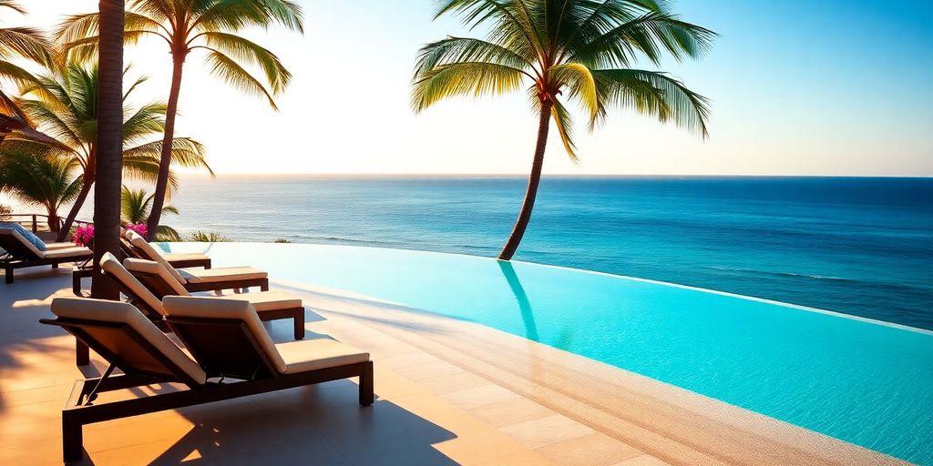 Luxury Cabo hotel pool with ocean view.