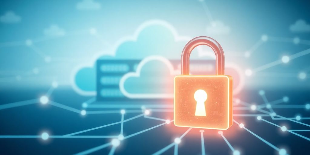 Digital lock with data flowing to cloud servers.