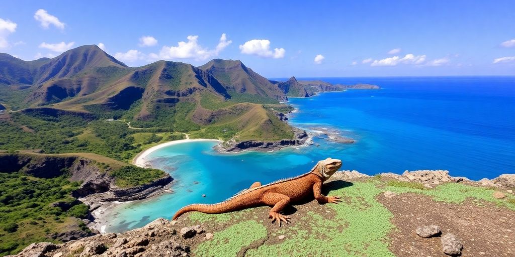 Komodo National Park with lush landscapes and wildlife.
