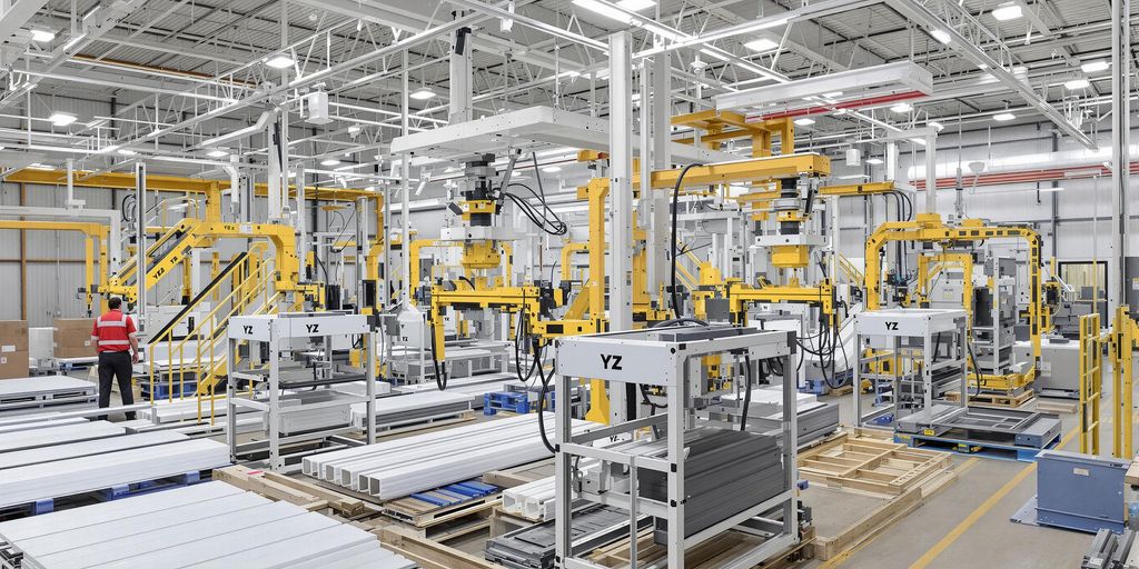 YZ machines building prefabricated components for modern construction.