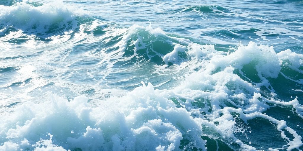 Waves crashing in a dynamic ocean scene.