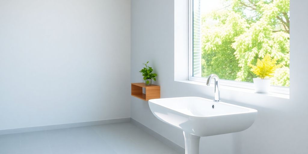 Modern bathroom with elegant freestanding sink
