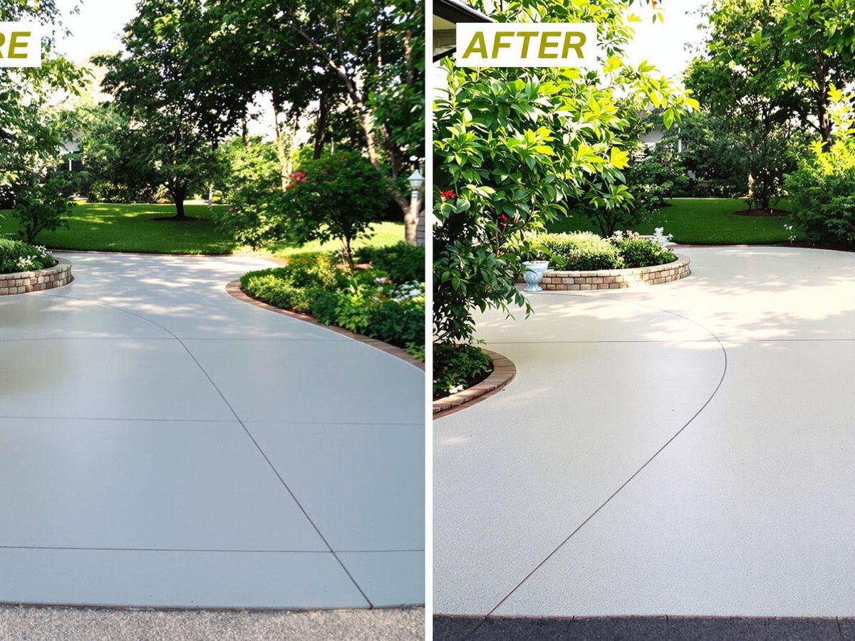 Transformed concrete surfaces in a residential area.